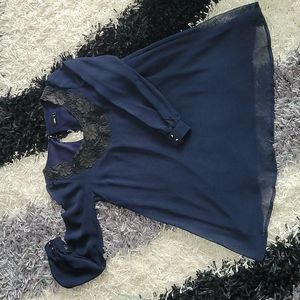 ASOS long sleeved navy mini swing dress